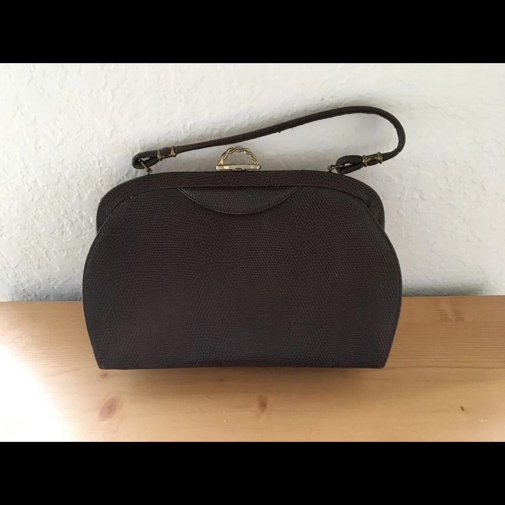 1950’s Vintage Frame Bag in Python-Embossed Vinyl​